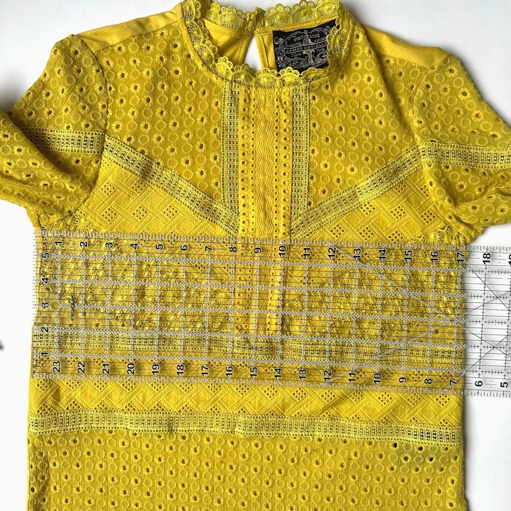 Anthropologie‎ James Coviello Burnham Lace Top Women's Size XS Gold Yellow - Picture 10 of 12